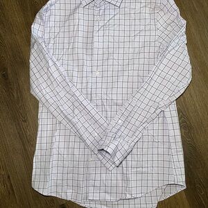 Old Navy Men's Lavender and Gray Checkered Shirt Size Medium